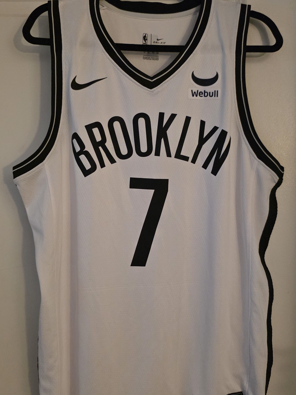 Nike White & Black Brooklyn #7 Basketball Jersey